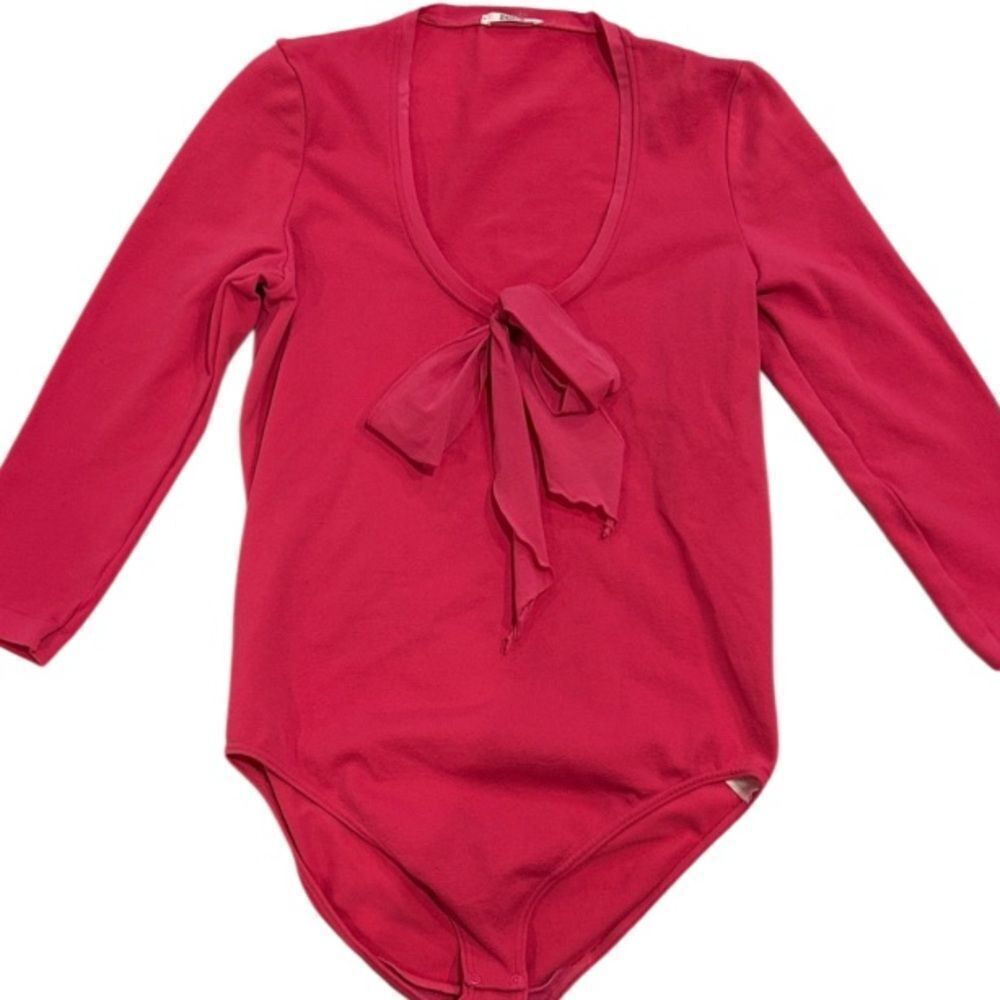 Vintage Wolford Pink bodysuit with bow size extra small